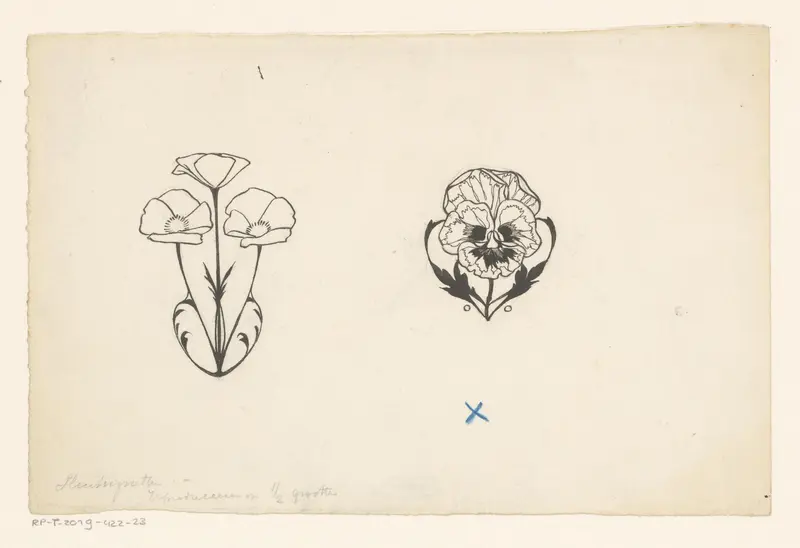 Twee sluitvignetten met bloemen Wall Art by Willem Wenckebach - High-Resolution Digital Print