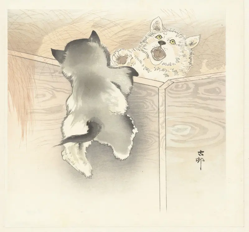 Twee spelende hondjes Wall Art by Unknown - High-Resolution Digital Print