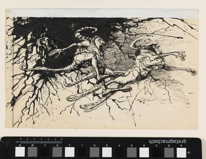 Twee springende monsters Wall Art by Unknown - High-Resolution Digital Print