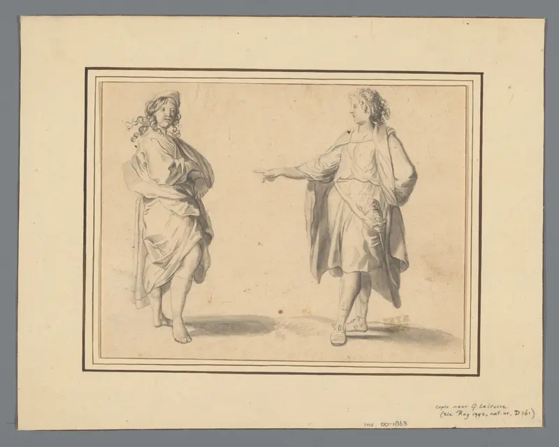 Twee staande figuren Wall Art by anonymous - High-Resolution Digital Print