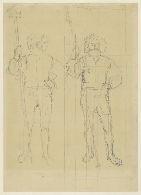Twee staande landsknechten, met hellebaarden Wall Art by Ferdinand Hodler - High-Resolution Digital Print