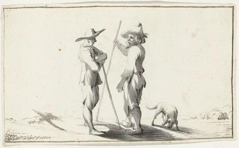 Twee staande mannen in gesprek Wall Art by Harmen ter Borch - High-Resolution Digital Print
