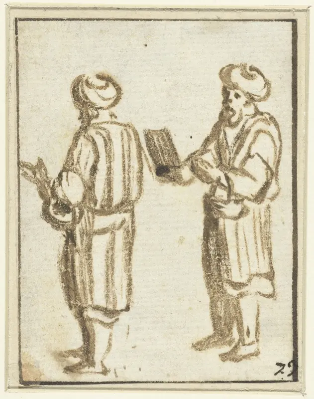 Twee staande mannen met tulbanden Wall Art by Unknown - High-Resolution Digital Print