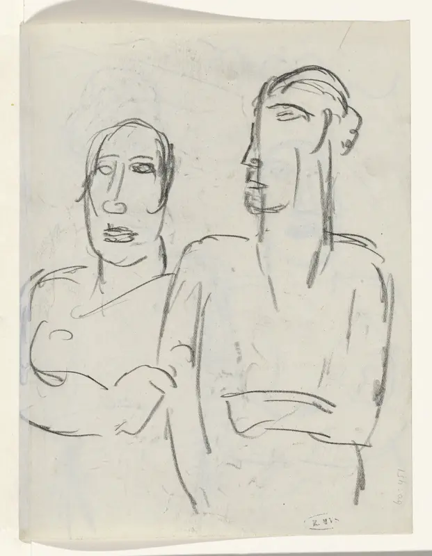Twee staande mensen Wall Art by Leo Gestel - High-Resolution Digital Print