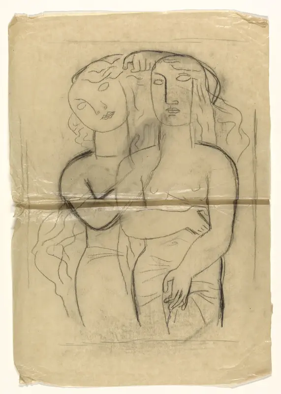 Twee staande vrouwen Wall Art by Leo Gestel - High-Resolution Digital Print