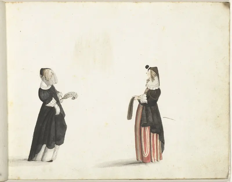 Twee staande vrouwen in profiel Wall Art by Gesina ter Borch - High-Resolution Digital Print