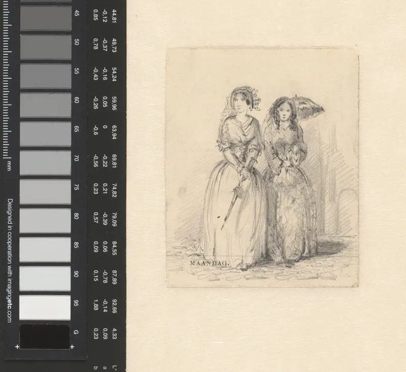 Twee staande vrouwen met parasols Wall Art by Egbert van Gorkum - High-Resolution Digital Print