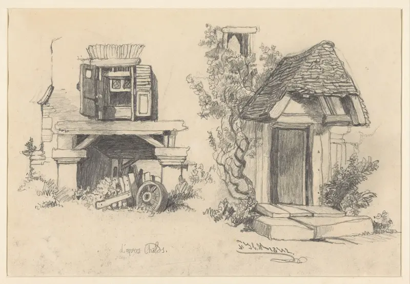 Twee studies van details van een boerenhuis Wall Art by Frederik Hendrik Weissenbruch - High-Resolution Digital Print