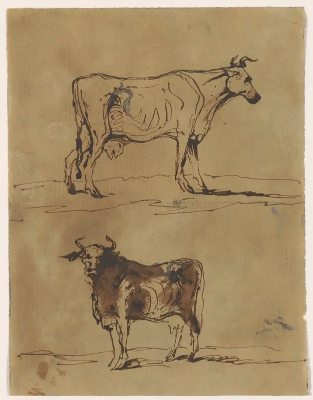 Twee studies van een koe Wall Art by Johannes Tavenraat - High-Resolution Digital Print