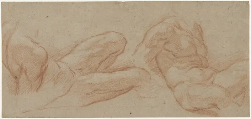 Twee studies van een liggende, naakte man Wall Art by Eustache Lesueur - High-Resolution Digital Print
