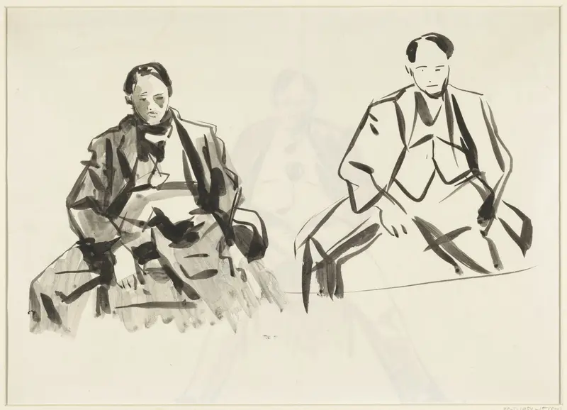 Twee studies van een man, wijdbeens zittend Wall Art by Rik Wouters - High-Resolution Digital Print