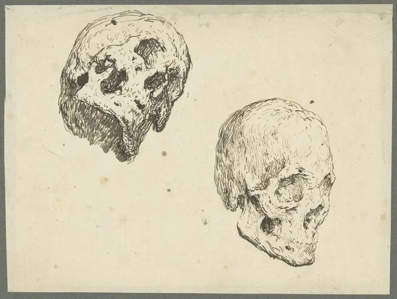 Twee studies van een schedel Wall Art by Théodule Augustin Ribot - High-Resolution Digital Print