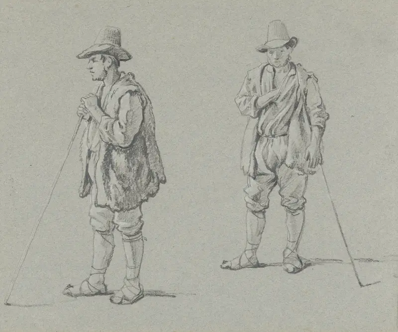 Twee studies van een staande herder Wall Art by Abraham Teerlink - High-Resolution Digital Print
