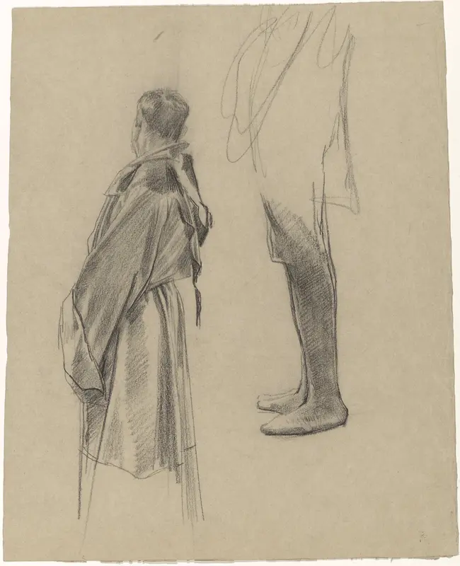 Twee studies van een staande monnik, naar links Wall Art by Antoon Derkinderen - High-Resolution Digital Print