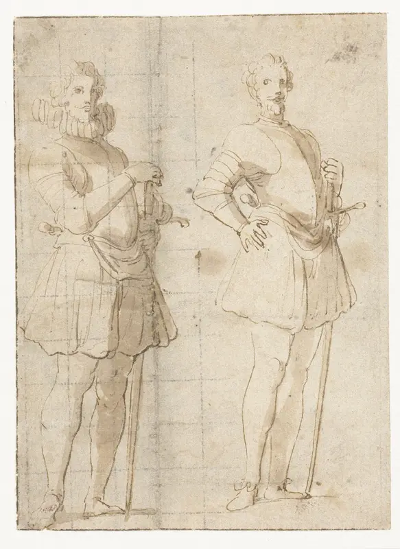 Twee studies van een staande officier Wall Art by Unknown - High-Resolution Digital Print