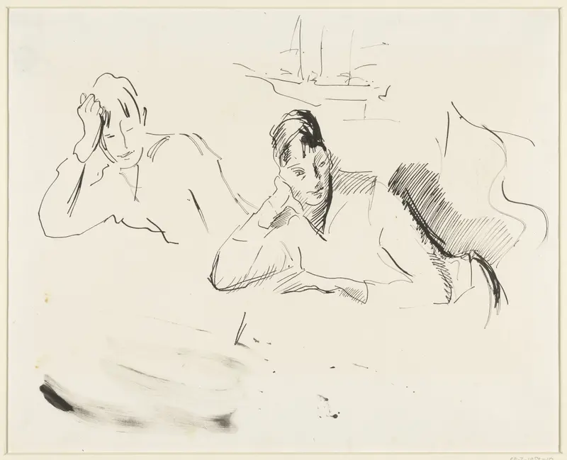 Twee studies van een vrouw met de hand onder het hoofd Wall Art by Rik Wouters - High-Resolution Digital Print