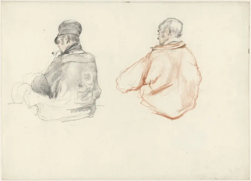 Twee studies van een zittende man, op de rug gezien Wall Art by Guillaume Anne van der Brugghen - High-Resolution Digital Print