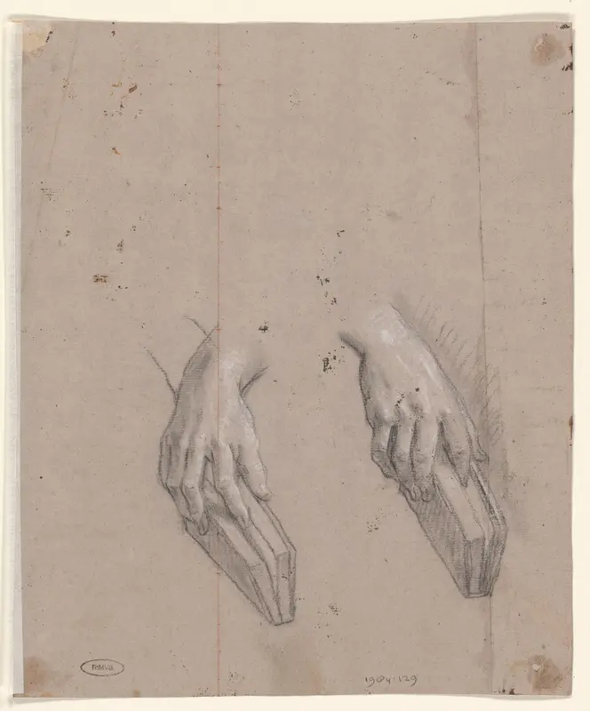Twee studies van handen die een boek vasthouden Wall Art by Jan Anton Garemyn - High-Resolution Digital Print