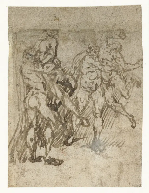 Twee studies voor Hercules en Antaeus Wall Art by Lambert Lombard - High-Resolution Digital Print