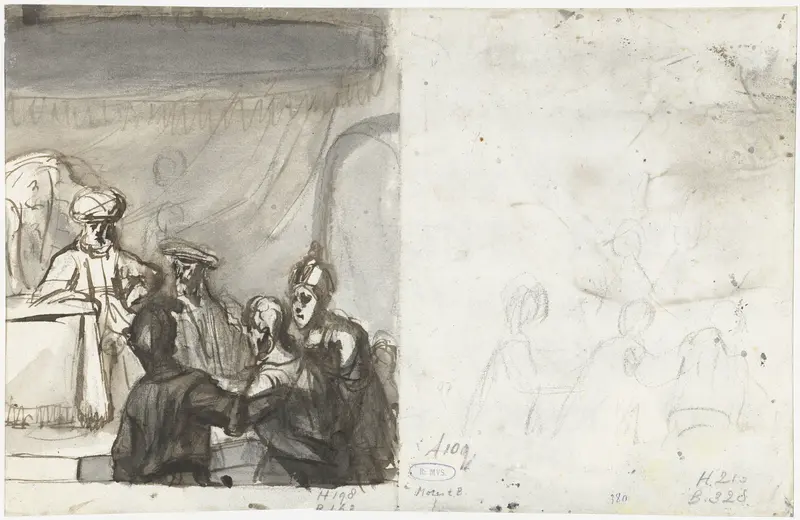 Twee studies voor Het oordeel van Salomo Wall Art by Moses ter Borch - High-Resolution Digital Print