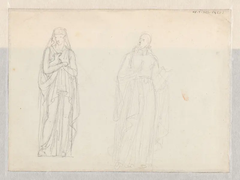 Twee studies voor standbeelden van staande figuren Wall Art by Unknown - High-Resolution Digital Print