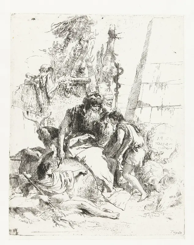 Twee tovenaars en twee jongens Wall Art by Unknown - High-Resolution Digital Print