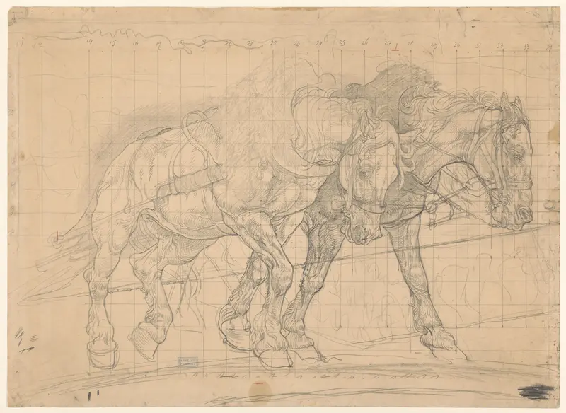 Twee trekkende paarden Wall Art by Pieter Dupont - High-Resolution Digital Print