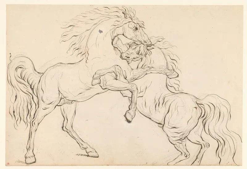 Twee vechtende hengsten Wall Art by Carle Vernet - High-Resolution Digital Print