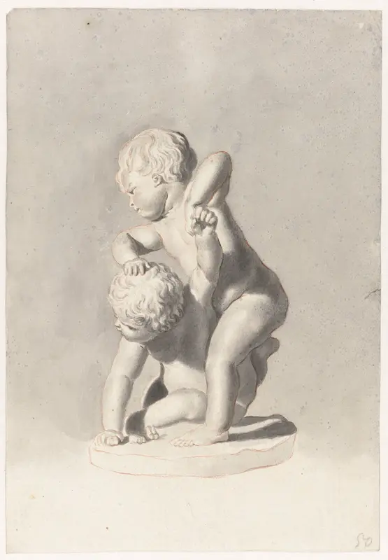 Twee vechtende kinderen Wall Art by Jan de Bisschop - High-Resolution Digital Print