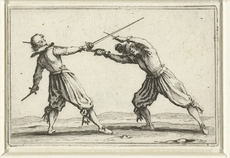 Twee vechtende mannen met zwaarden en dolken Wall Art by Jacques Callot - High-Resolution Digital Print