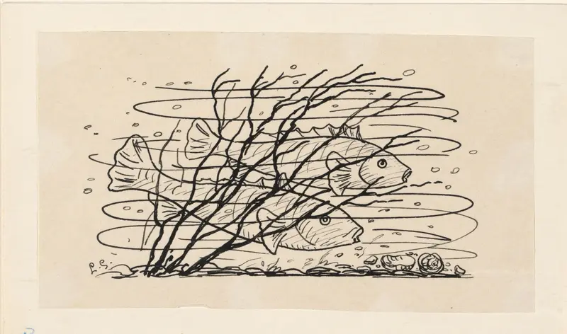 Twee vissen in het water Wall Art by Unknown - High-Resolution Digital Print