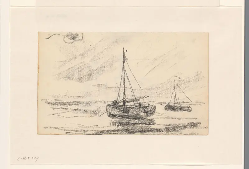 Twee vissersboten op zee Wall Art by Willem Bastiaan Tholen - High-Resolution Digital Print