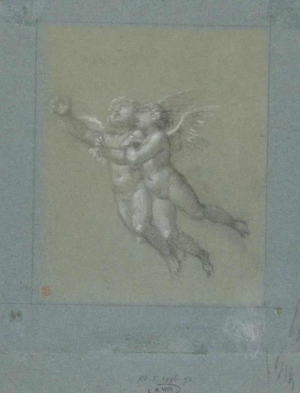 Twee vliegende putti Wall Art by Pierre Prud'hon - High-Resolution Digital Print