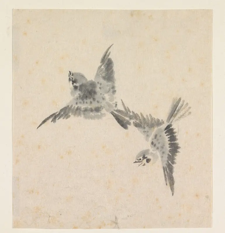 Twee vliegende vogeltjes Wall Art by Unknown - High-Resolution Digital Print