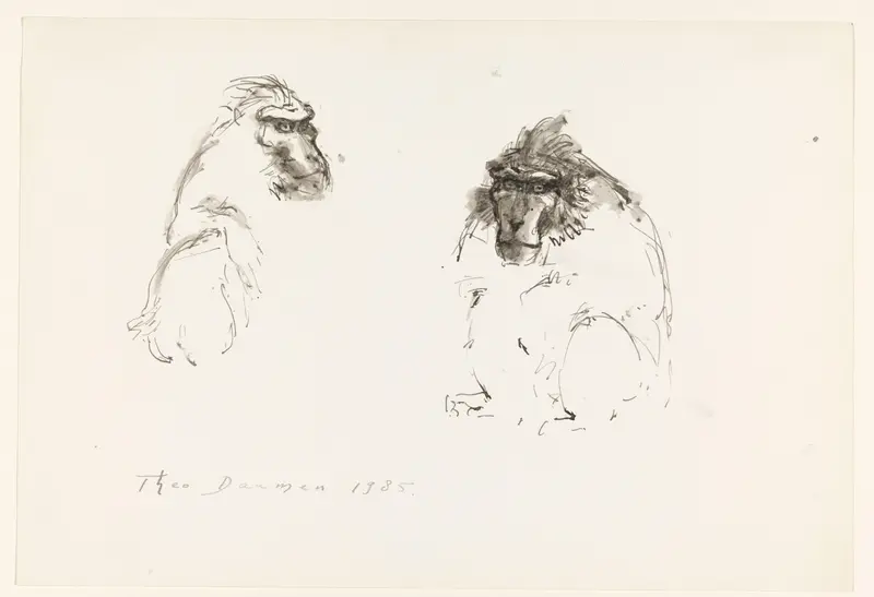 Twee voorstellingen van een aap Wall Art by Unknown - High-Resolution Digital Print