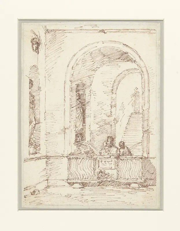 Twee vrouwen bij een sarcofaag die als fontein dient Wall Art by Victor Jean Nicolle - High-Resolution Digital Print