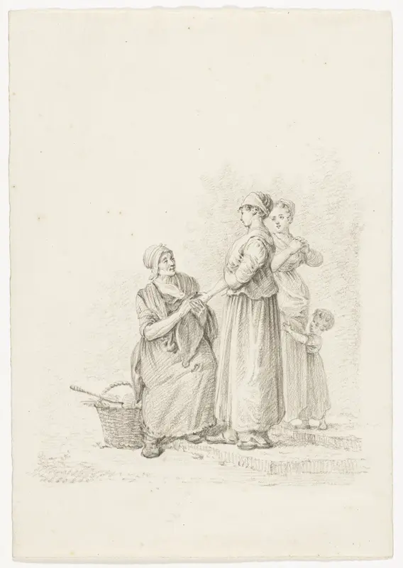Twee vrouwen bij een waarzegster Wall Art by Pieter Bartholomeusz. Barbiers - High-Resolution Digital Print
