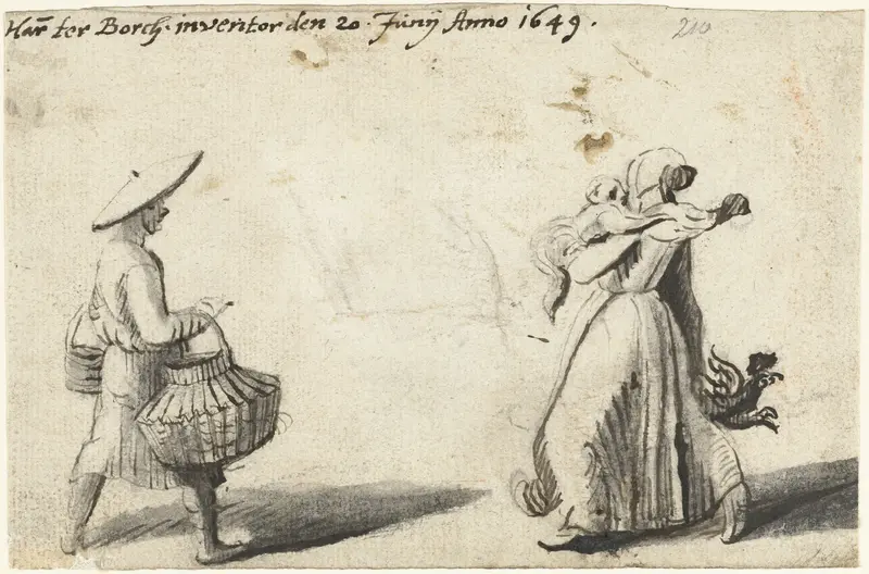Twee vrouwen die gevogelte dragen, van achteren Wall Art by Unknown - High-Resolution Digital Print