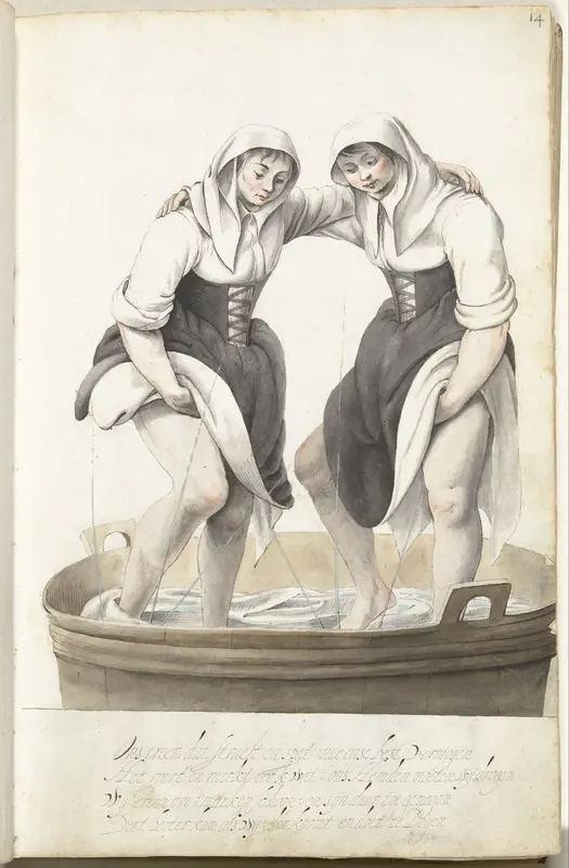 Twee vrouwen die was aanstampen Wall Art by Gesina ter Borch - High-Resolution Digital Print