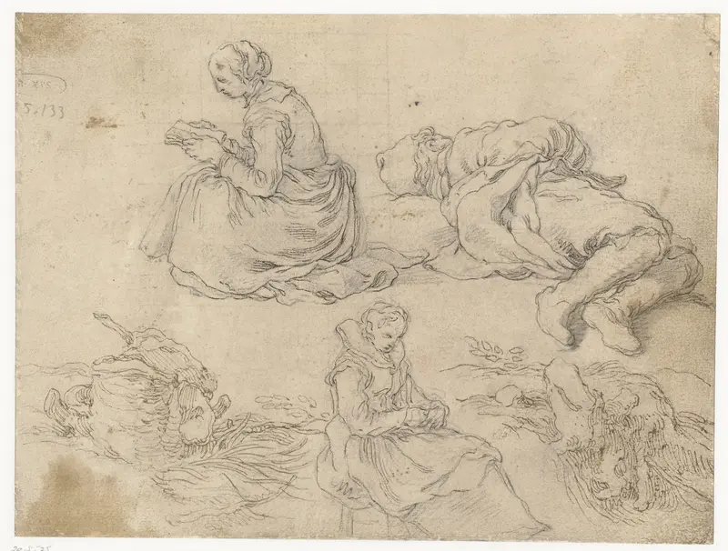 Twee vrouwen en een jongen Wall Art by Abraham Bloemaert - High-Resolution Digital Print