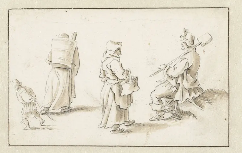Twee vrouwen en twee mannen Wall Art by Herman Saftleven - High-Resolution Digital Print