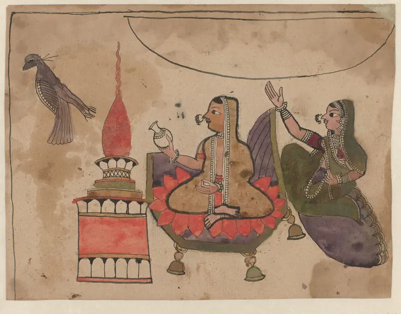 Twee vrouwen in een tempel Wall Art by anonymous - High-Resolution Digital Print