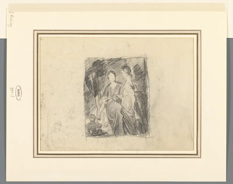 Twee vrouwenfiguren tussen bomen Wall Art by George Romney - High-Resolution Digital Print