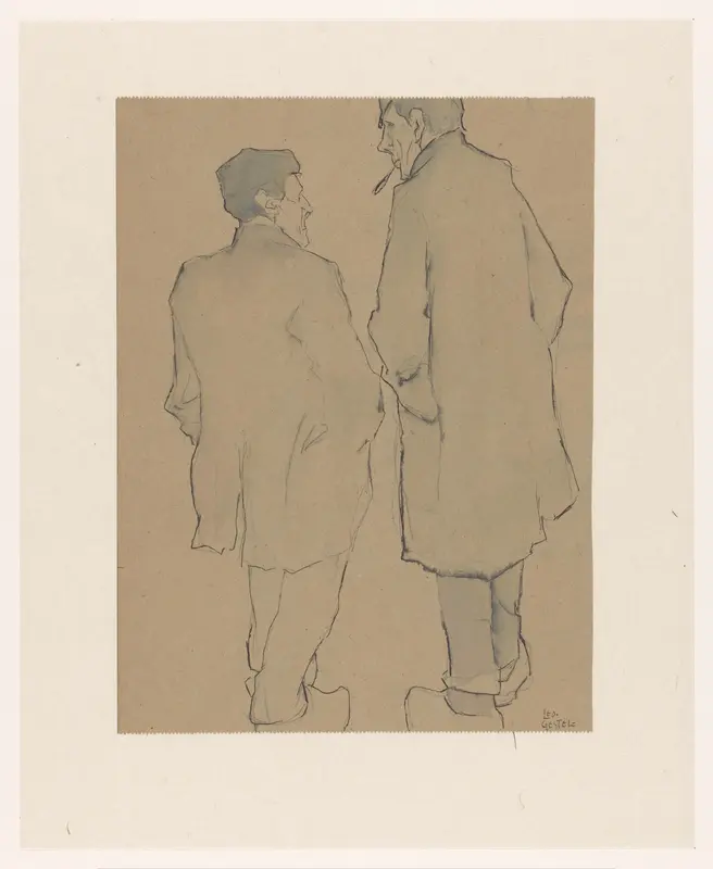 Twee wandelende boeren in gesprek Wall Art by Unknown - High-Resolution Digital Print