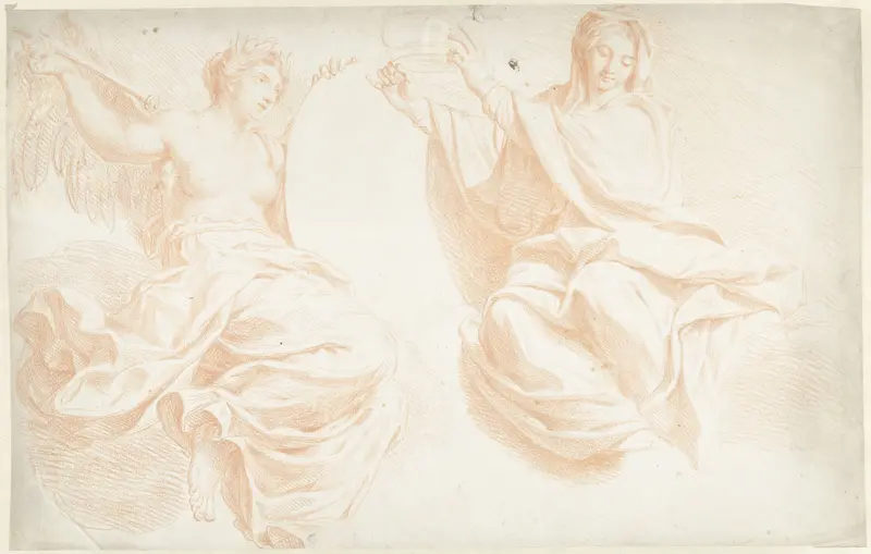Twee zittende allegorische figuren Wall Art by Louis Fabritius Dubourg - High-Resolution Digital Print