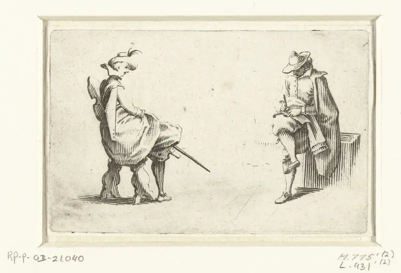 Twee zittende mannen Wall Art by Jacques Callot - High-Resolution Digital Print