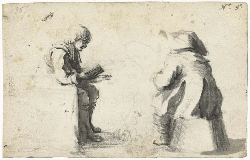 Twee zittende soldaten Wall Art by Moses ter Borch - High-Resolution Digital Print