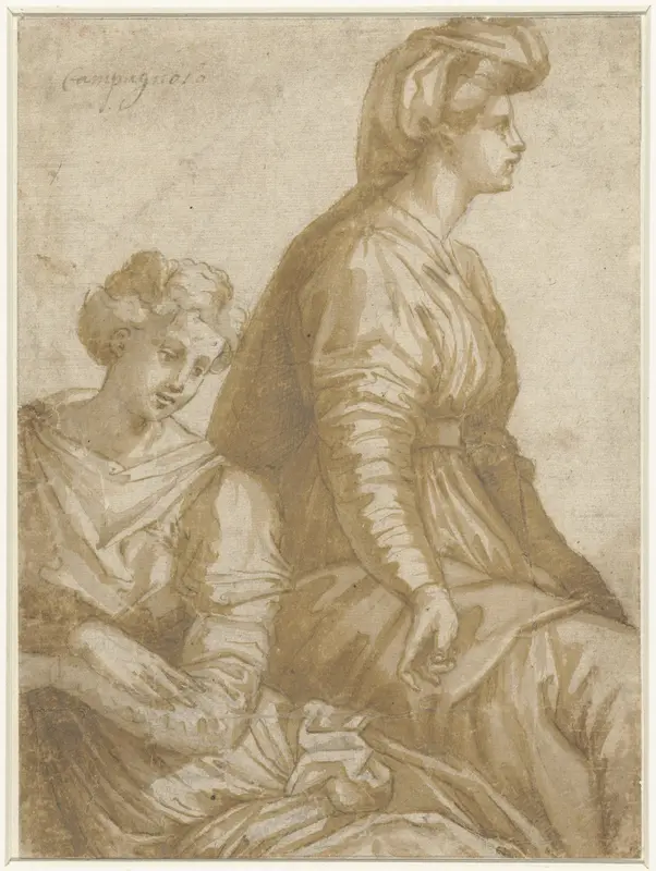 Twee zittende vrouwen Wall Art by anonymous - High-Resolution Digital Print