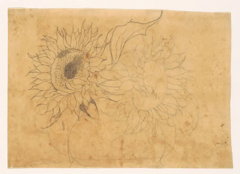 Twee zonnebloemen in een vaas Wall Art by Jan Mankes - High-Resolution Digital Print