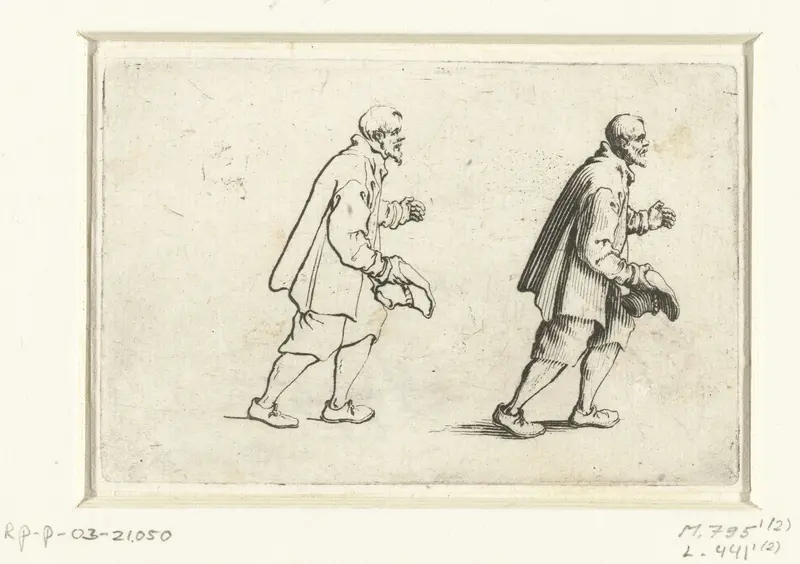 Tweemaal dezelfde lopende man, op de rechterzijde gezien Wall Art by Jacques Callot - High-Resolution Digital Print